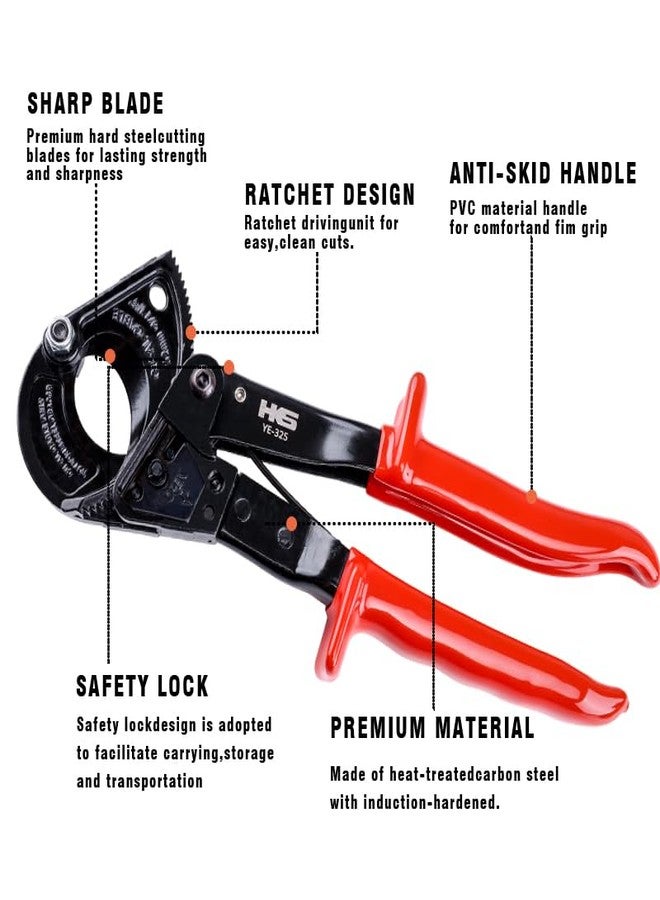 HKS Ratchet Cable Wire Cutter Heavy Duty for Cutting Electrical Aluminum Copper and Multi-core Cables up to 240mm²(AWG 500MCM) - Image 2